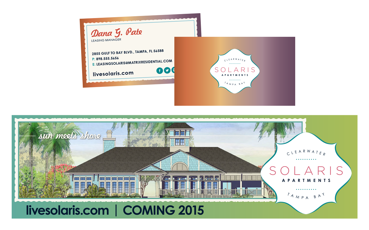 Solaris business card and fence banner